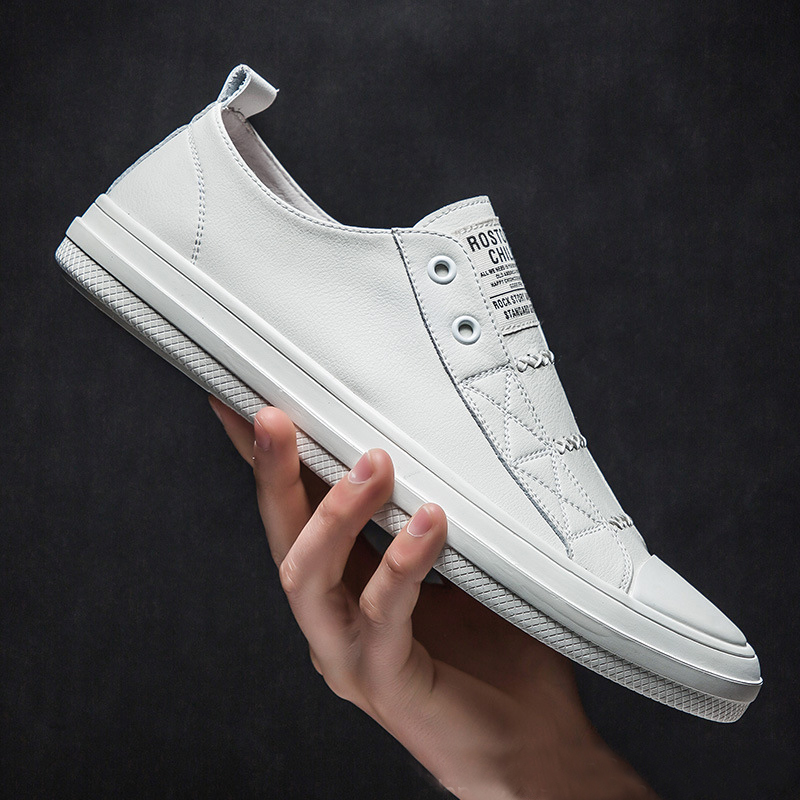 Men Shoes Under 100 - 100% جلد طبيعي أسود حذاء أبيض