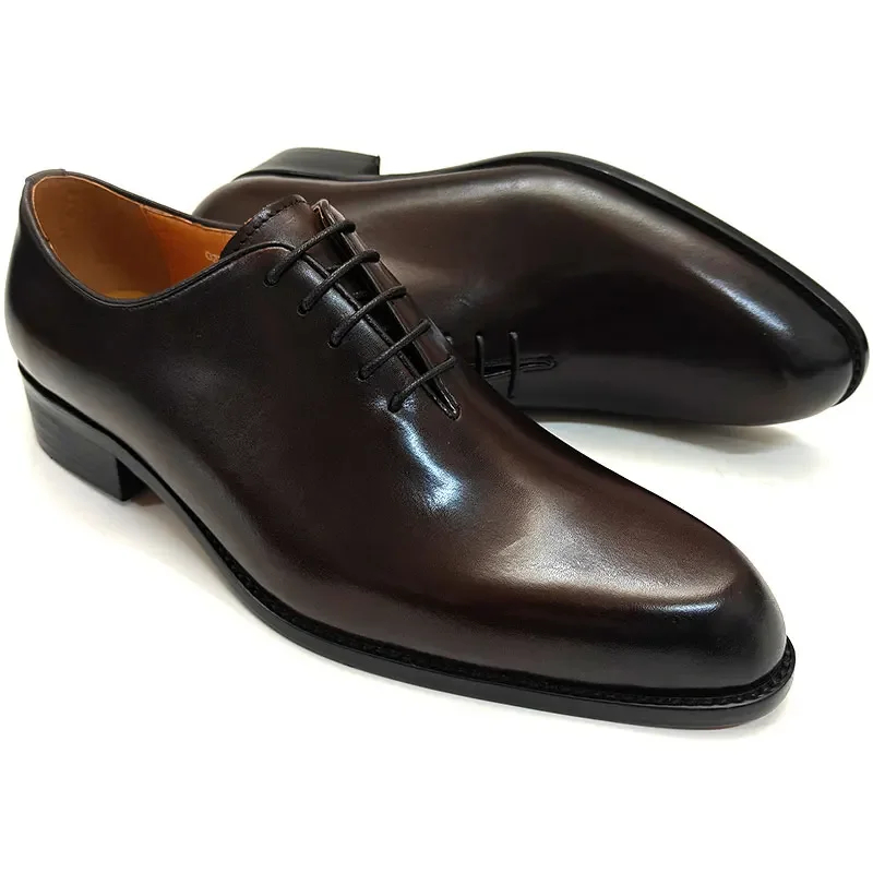 Oxford Brogue Leather - أحذية رجالية مصنوعة يدويًا من جلد
