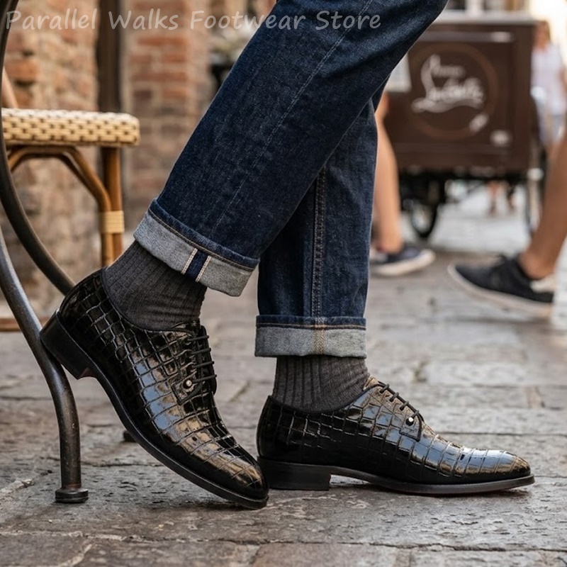 Men Shoes Formal - أحذية أكسفورد رجالية من الجلد اللامع