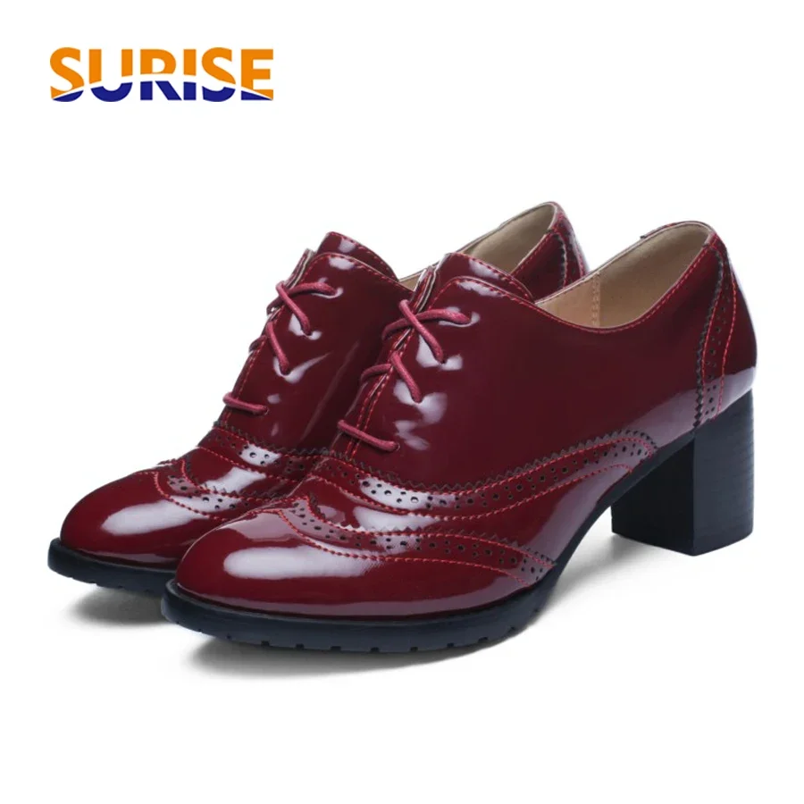 Oxford Brogue Leather - جلد براءة اختراع كعب عالي الكعب