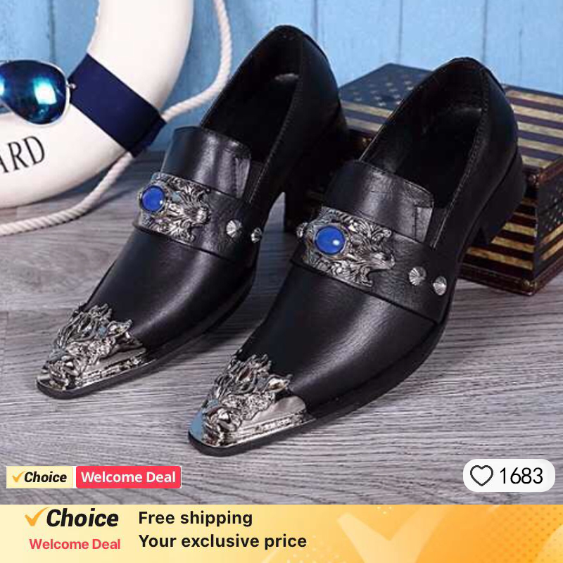 Oxford Brogue Leather - أحذية رجالية على الطراز الإيطالي بمقدمة
