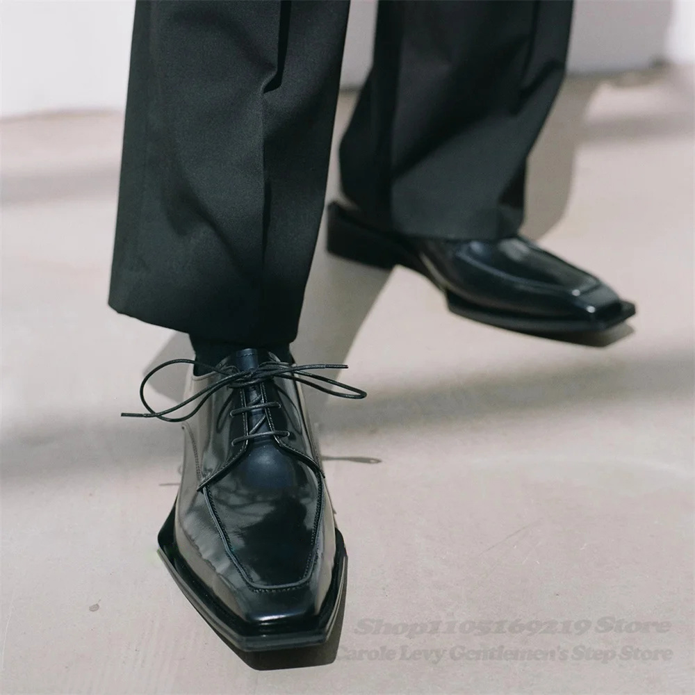 Men Shoes Formal - أسود براءات الاختراع والجلود الرجال 4