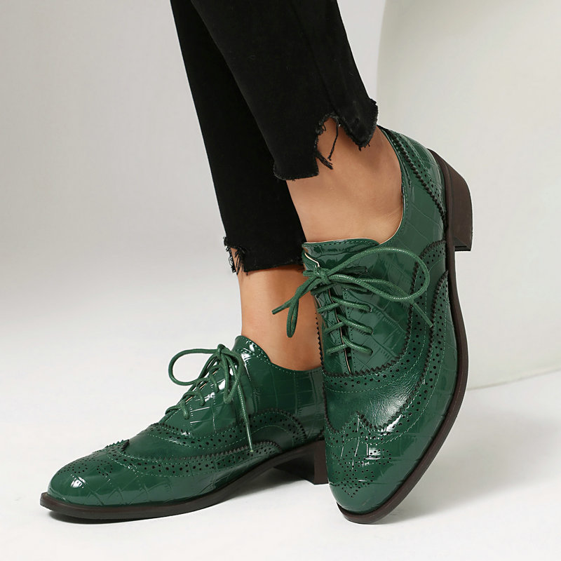 أحذية أكسفورد نسائية بنقشة حجر - مراجعة Oxford Brogue Leather وسعره