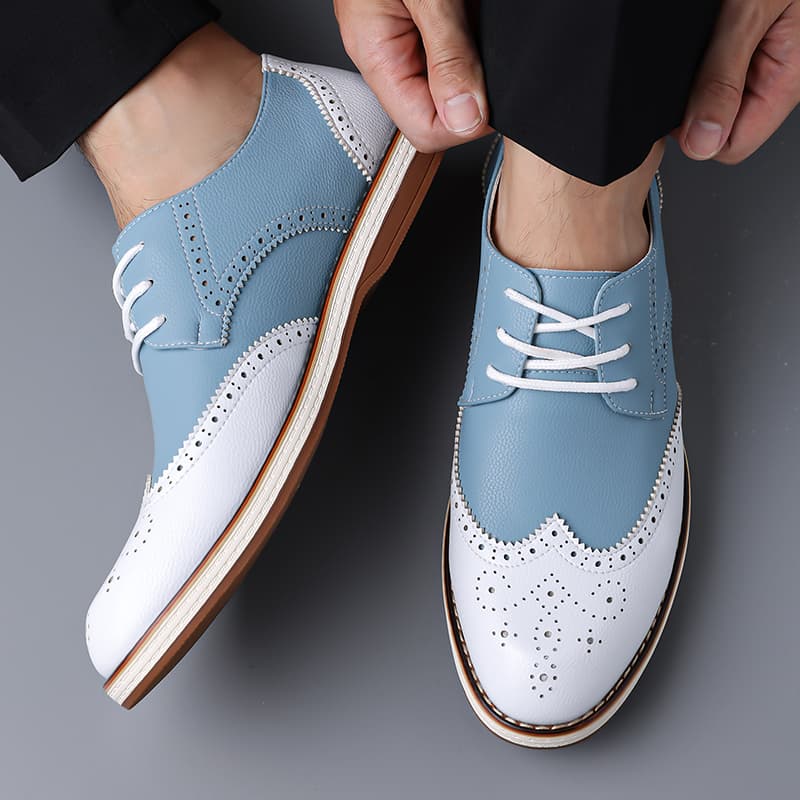 أحذية أكسفورد رجالية بيضاء وزر - مراجعة Oxford Brogue Leather وسعره