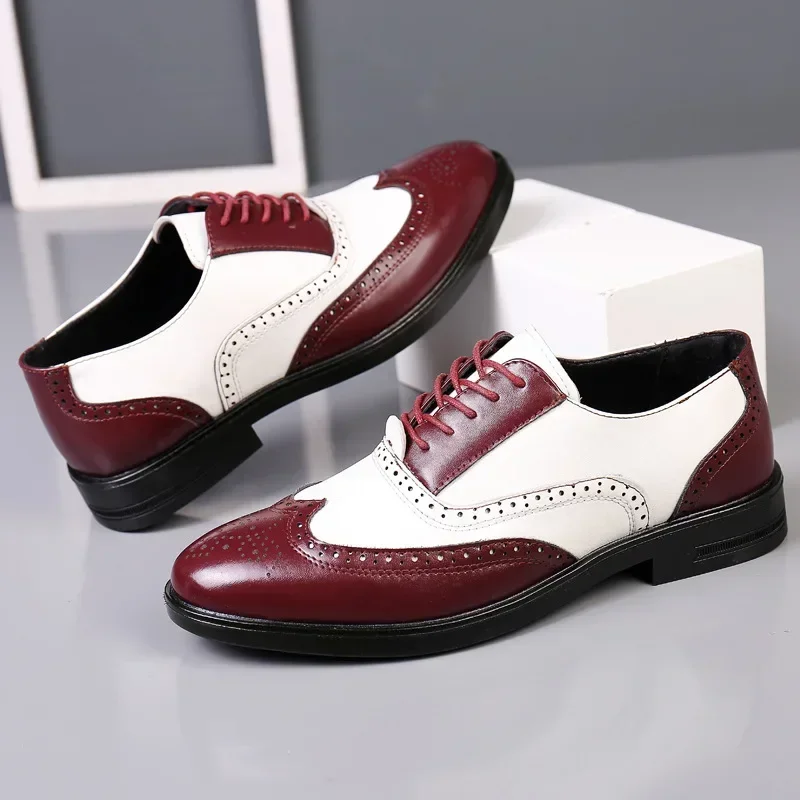 مختلط الألوان الرجال فستان أحذ - مراجعة Oxford Brogue Leather وسعره