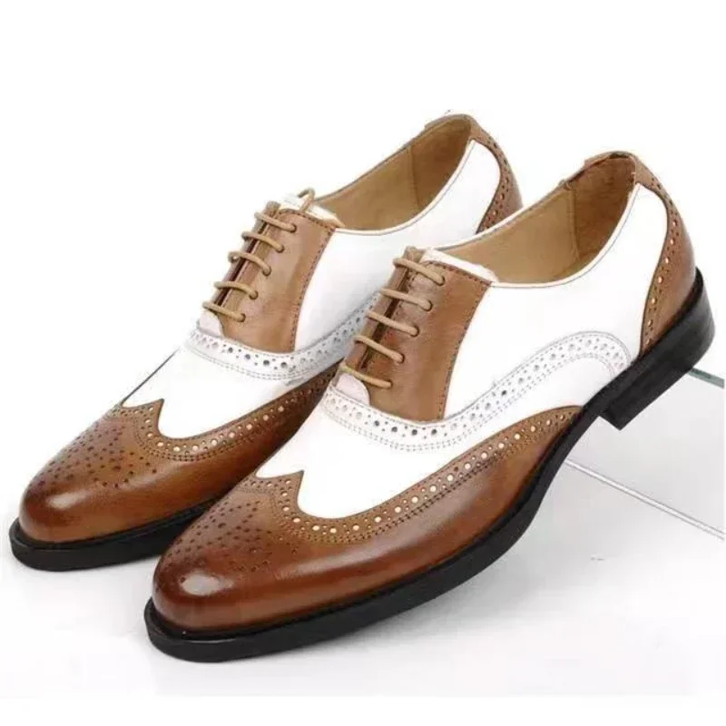 مختلط الألوان الرجال فستان أحذ - مراجعة Oxford Brogue Leather وسعره