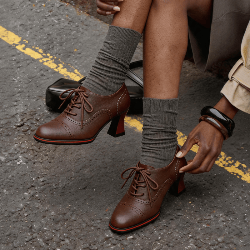 أحذية أكسفورد نسائية من الجلد  - مراجعة Oxford Brogue Leather وسعره