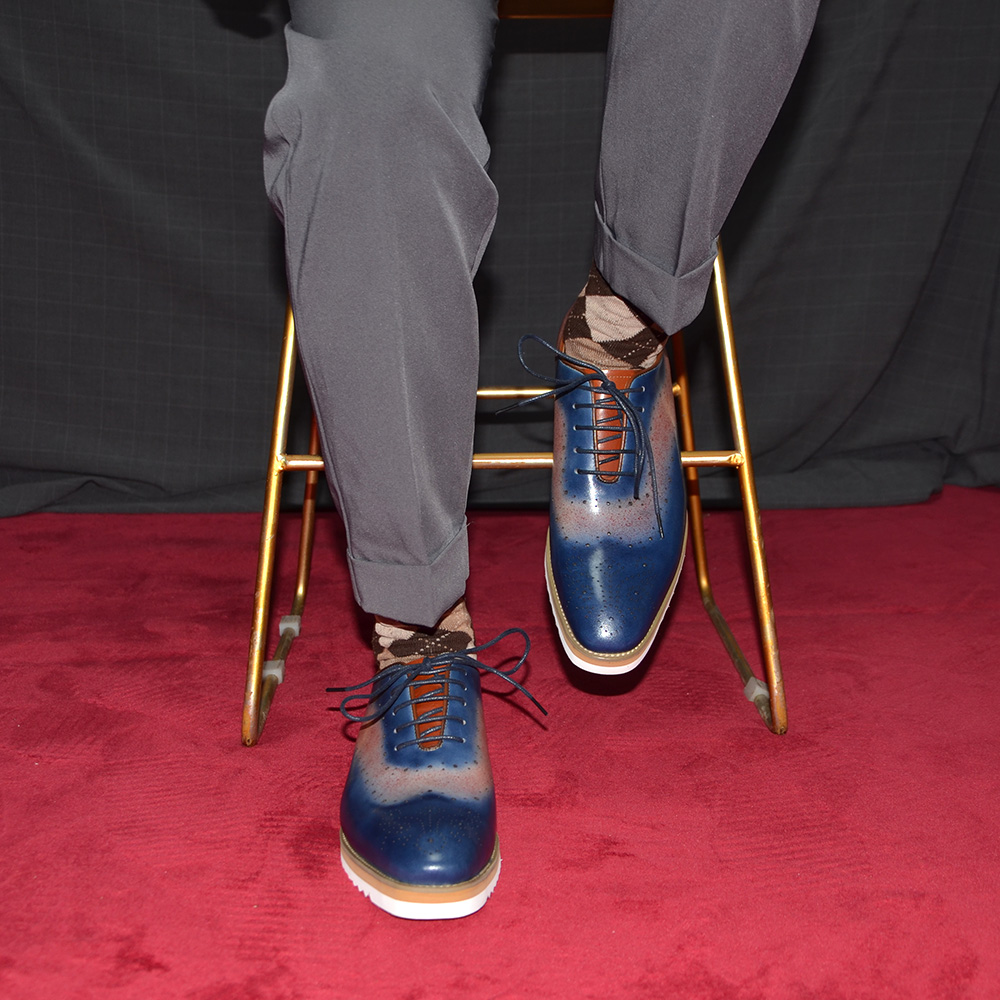 أحذية أكسفورد فاخرة للرجال بلو - مراجعة Oxford Brogue Leather وسعره
